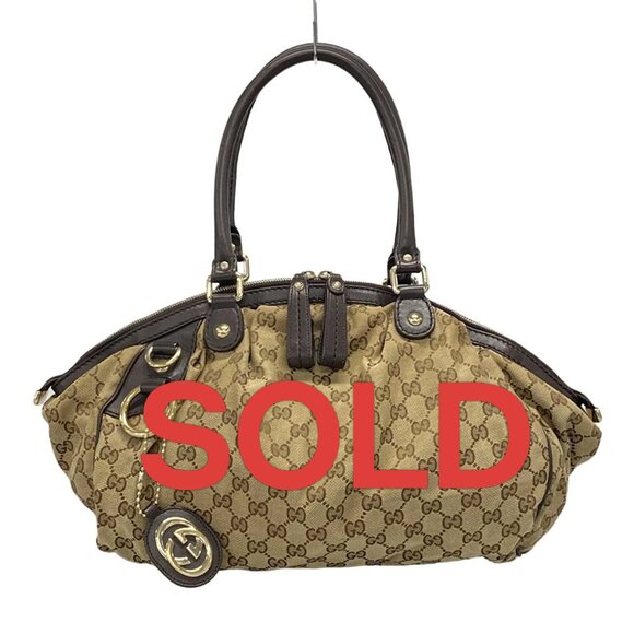 GUCCI Sukey, GG Pattern Beige Dark Brown Black Jacquard Leather - 506-060625